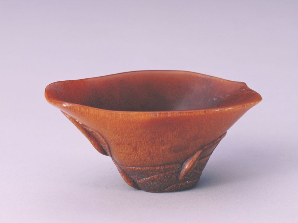 图片[1]-Rhinoceros horn carved water grass cup-China Archive